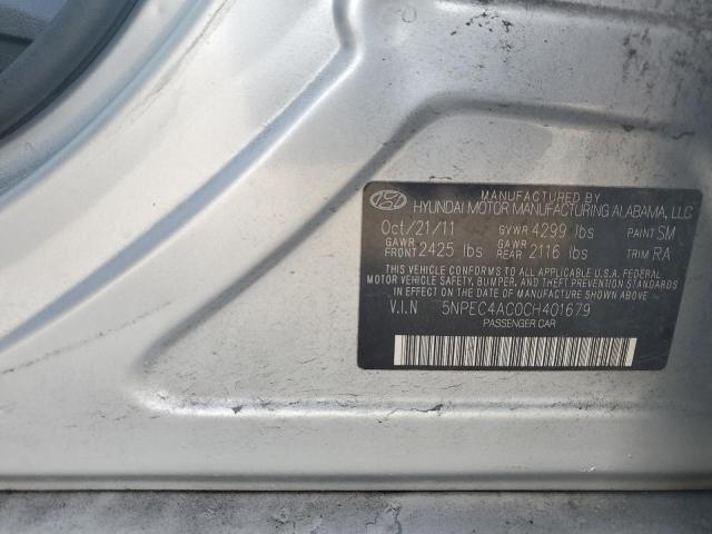 5NPEC4AC0CH401679 - 2012 HYUNDAI SONATA SE SILVER photo 12