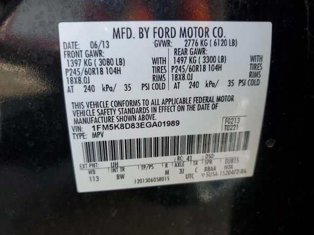 1FM5K8D83EGA01989 - 2014 FORD EXPLORER XLT BLACK photo 14