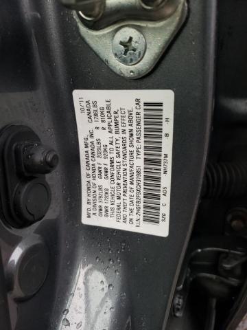 2HGFB2F9XCH319851 - 2012 HONDA CIVIC EXL GRAY photo 13