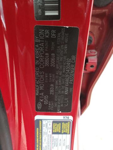 KNAFX4A62F5430492 - 2015 KIA FORTE LX RED photo 12