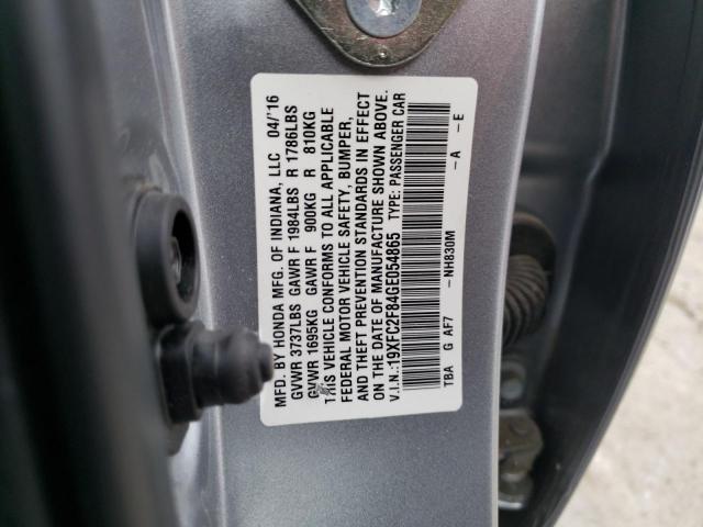 19XFC2F84GE054865 - 2016 HONDA CIVIC EX SILVER photo 12