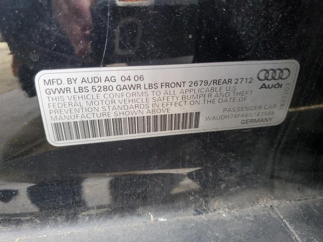 WAUDH74F46N183588 - 2006 AUDI A6 3.2 QUATTRO BLACK photo 12