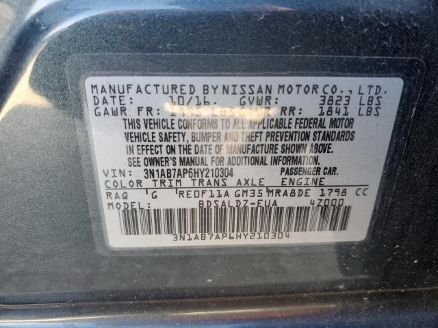 3N1AB7AP6HY210304 - 2017 NISSAN SENTRA S BLACK photo 12