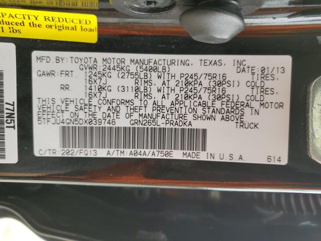 5TFJU4GN5DX039746 - 2013 TOYOTA TACOMA DOUBLE CAB PRERUNNER BLACK photo 13