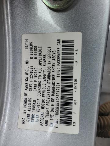 1HGCR2E30FA047194 - 2015 HONDA ACCORD LX SILVER photo 12