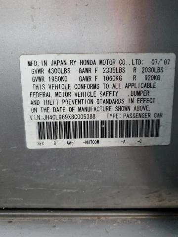 JH4CL969X8C005388 - 2008 ACURA TSX SILVER photo 12