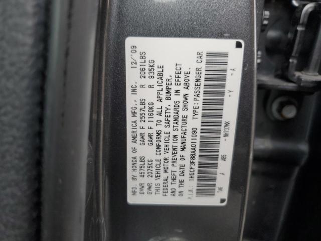 1HGCP3F88AA011090 - 2010 HONDA ACCORD EXL GRAY photo 12