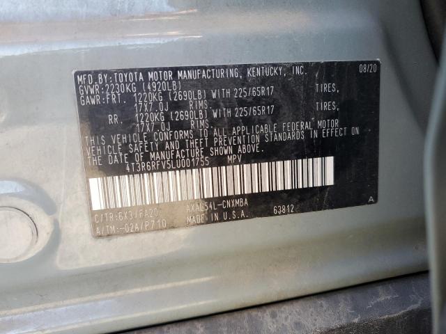 4T3R6RFV5LU001755 - 2020 TOYOTA RAV4 XLE GRAY photo 13