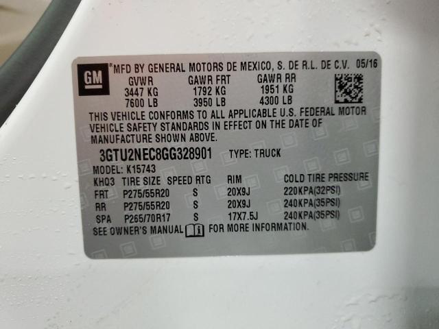 3GTU2NEC8GG328901 - 2016 GMC SIERRA K1500 SLT WHITE photo 13