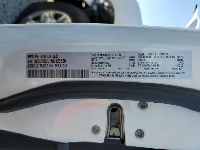 3C6UR5DL1NG123888 - 2022 RAM 2500 BIG HORN/LONE STAR WHITE photo 12