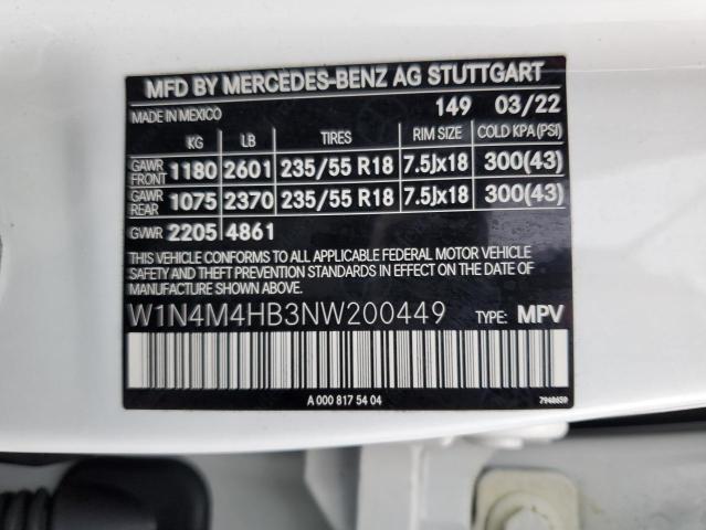 W1N4M4HB3NW200449 - 2022 MERCEDES-BENZ GLB 250 4MATIC WHITE photo 14