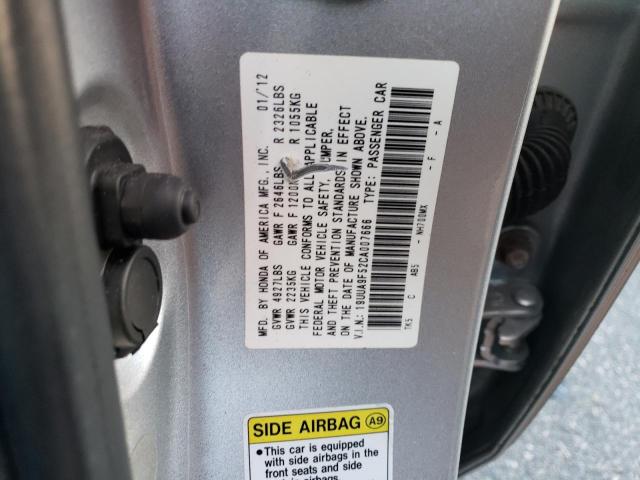 19UUA9F52CA007666 - 2012 ACURA TL SILVER photo 13