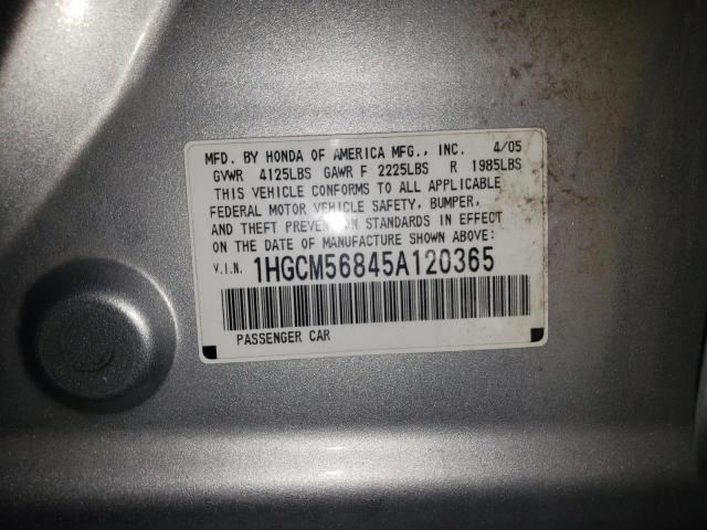 1HGCM56845A120365 - 2005 HONDA ACCORD EX SILVER photo 12