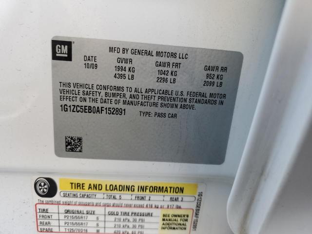 1G1ZC5EB0AF152891 - 2010 CHEVROLET MALIBU 1LT Ақ фото 12