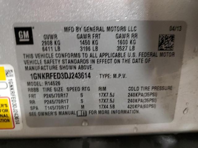 1GNKRFED3DJ243614 - 2013 CHEVROLET TRAVERSE LS SILVER photo 13