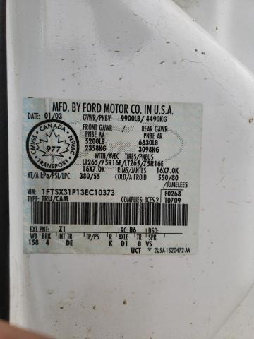 1FTSX31P13EC10373 - 2003 FORD F350 SRW SUPER DUTY WHITE photo 13