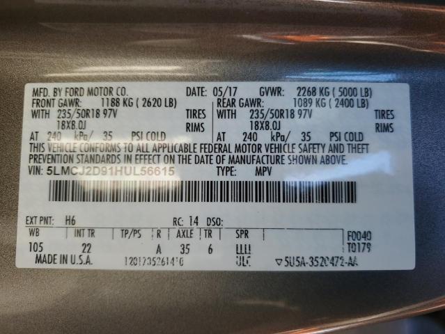 5LMCJ2D91HUL56615 - 2017 LINCOLN MKC SELECT 银色 照片 14