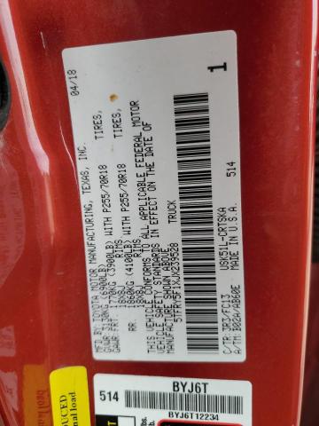 5TFRY5F1XJX239528 - 2018 TOYOTA TUNDRA DOUBLE CAB SR/SR5 RED photo 13