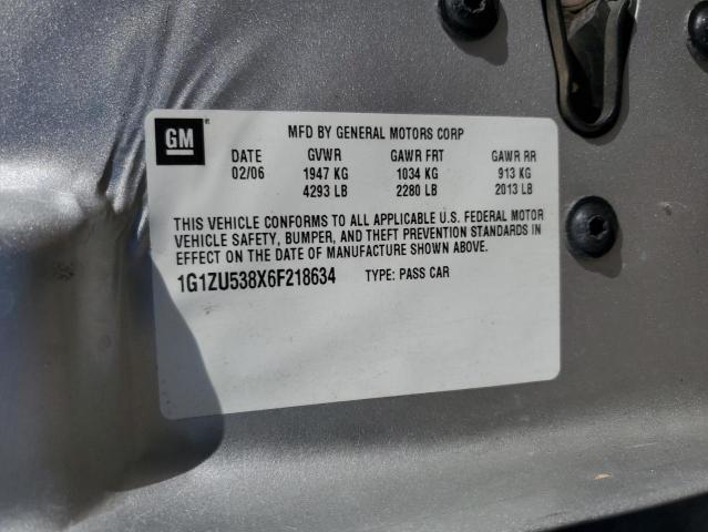 1G1ZU538X6F218634 - 2006 CHEVROLET MALIBU LTZ ვერცხლისფერი ფოტო 12