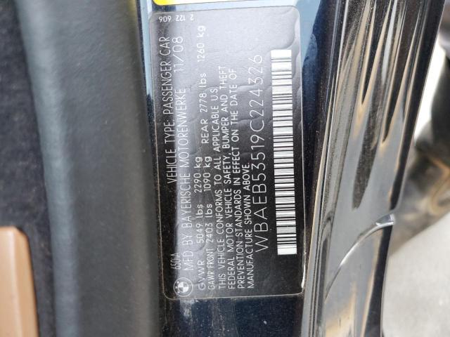 WBAEB53519C224326 - 2009 BMW 650 I BLACK photo 12