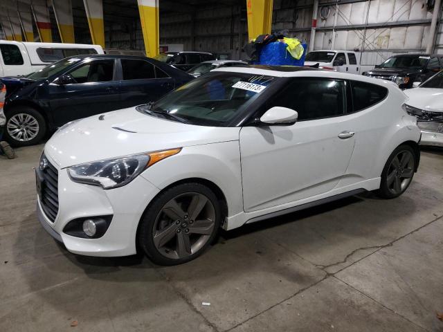 KMHTC6AE1EU189528 - 2014 HYUNDAI VELOSTER TURBO WHITE photo 1