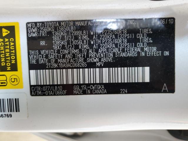 2T2BK1BA9AC068265 - 2010 LEXUS RX 350 WHITE photo 13