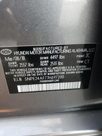 5NPE24AF7JH697200 - 2018 HYUNDAI SONATA SE GRAY photo 12