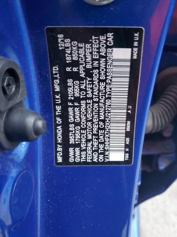 SHHFK7H2XHU212760 - 2017 HONDA CIVIC LX BLUE photo 13