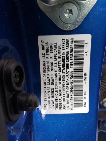 19XFC2F55HE075036 - 2017 HONDA CIVIC LX BLUE photo 12