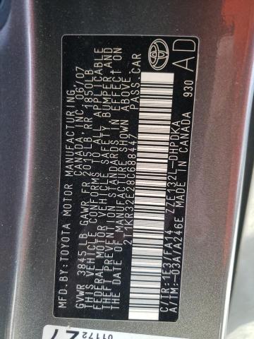 2T1KR32E28C688447 - 2008 TOYOTA COROLLA MA XR GRAY photo 13