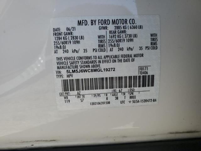 5LM5J6WC8MGL19272 - 2021 LINCOLN AVIATOR თეთრი ფოტო 13