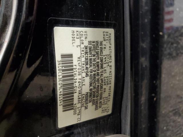 3N1BC13E09L481545 - 2009 NISSAN VERSA S BLACK photo 12