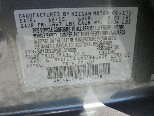 3N1CE2CP9GL374528 - 2016 NISSAN VERSA NOTE S SILVER photo 12