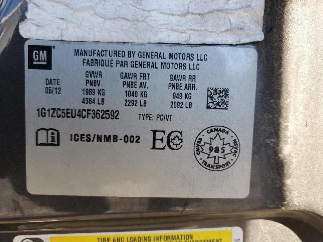 1G1ZC5EU4CF362592 - 2012 CHEVROLET MALIBU 1LT 灰色 照片 12