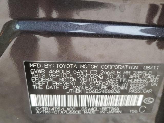 JTHBK1EG6B2468836 - 2011 LEXUS ES 350 CHARCOAL photo 12