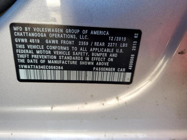 1VWAT7A34EC056264 - 2014 VOLKSWAGEN PASSAT S SILVER photo 12