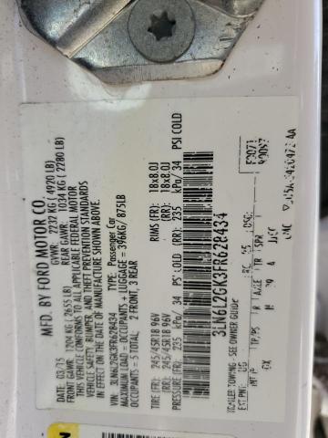 3LN6L2GK3FR628434 - 2015 LINCOLN MKZ WHITE photo 12