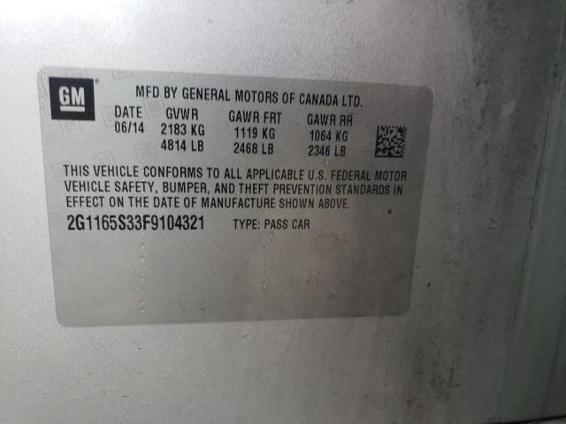 2G1165S33F9104321 - 2015 CHEVROLET IMPALA LTZ SILVER photo 12