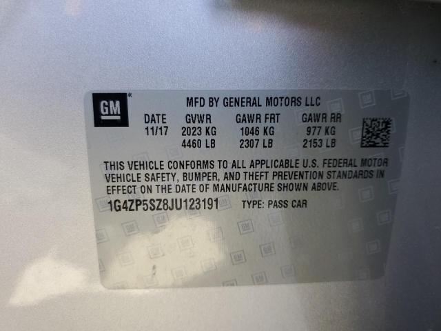 1G4ZP5SZ8JU123191 - 2018 BUICK LACROSSE ESSENCE ვერცხლისფერი ფოტო 12