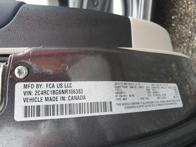 2C4RC1BG6NR106383 - 2022 CHRYSLER PACIFICA TOURING L შავი ფოტო 14