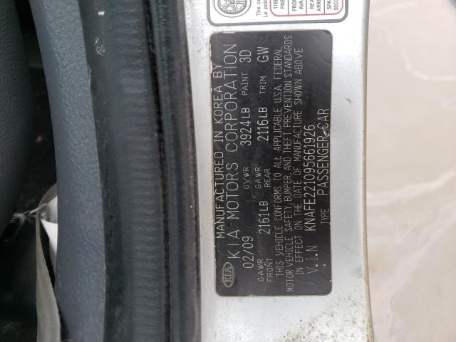 KNAFE221095661926 - 2009 KIA SPECTRA EX SILVER photo 12