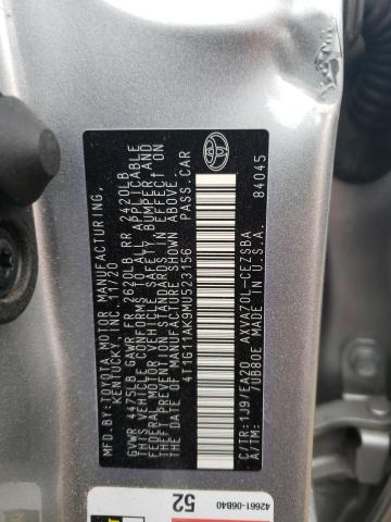 4T1G11AK9MU523156 - 2021 TOYOTA CAMRY SE SILVER photo 12