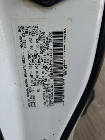 5TBBT4414YS074761 - 2000 TOYOTA TUNDRA ACCESS CAB WHITE photo 12