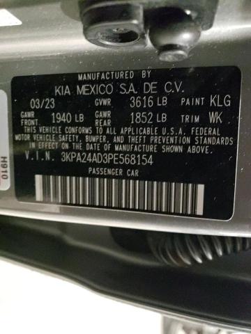 3KPA24AD3PE568154 - 2023 KIA RIO LX GRAY photo 12