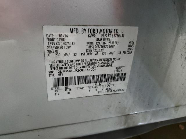 2LMPJ8LP2GBL51004 - 2016 LINCOLN MKX RESERVE Gümüş foto 13