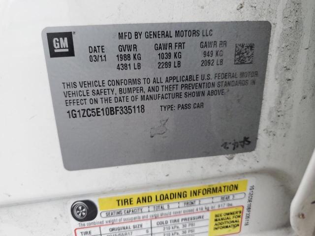 1G1ZC5E10BF335118 - 2011 CHEVROLET MALIBU 1LT 白色 照片 12