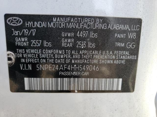 5NPE24AF4HH549046 - 2017 HYUNDAI SONATA SE WHITE photo 12