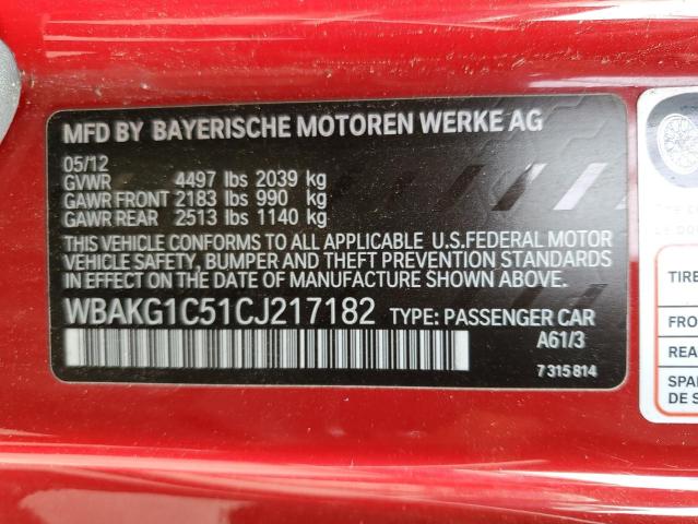 WBAKG1C51CJ217182 - 2012 BMW 335 I SULEV SILVER photo 12