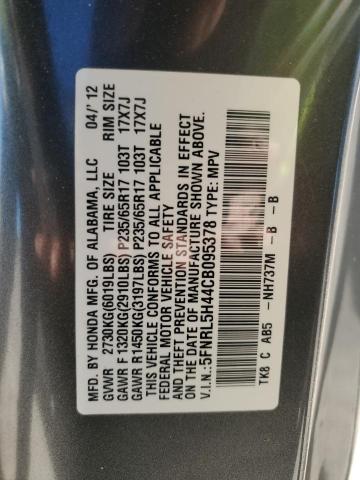 5FNRL5H44CB095378 - 2012 HONDA ODYSSEY EX CHARCOAL photo 13