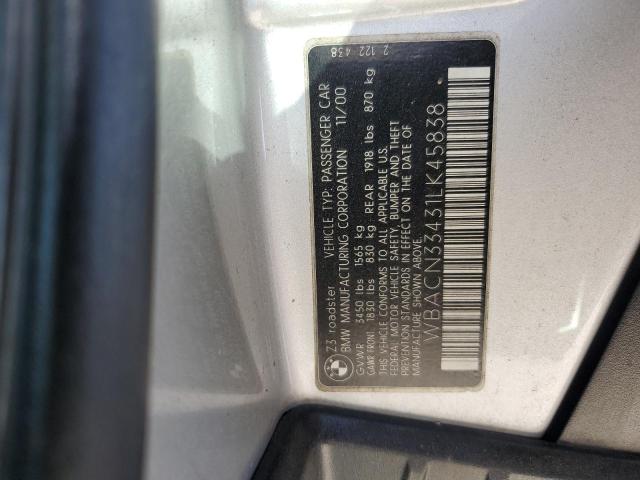 WBACN33431LK45838 - 2001 BMW Z3 2.5 SILVER photo 13